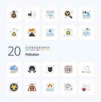 20 Pollution Flat Color icon Pack like waste pollution poisonous gas pollution