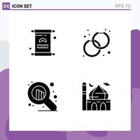 Mobile Interface Solid Glyph Set of 4 Pictograms of letter seo ramadan accessory web Editable Vector Design Elements