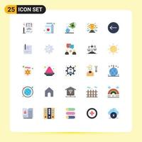 Pack of 25 Modern Flat Colors Signs and Symbols for Web Print Media such as left star earth prize achievement Editable Vector Design Elements