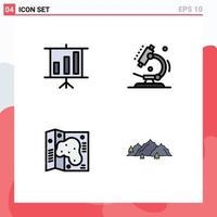 Pictogram Set of 4 Simple Filledline Flat Colors of business park biology science mountain Editable Vector Design Elements