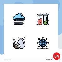 Universal Icon Symbols Group of 4 Modern Filledline Flat Colors of chat food cloud health healthy Editable Vector Design Elements