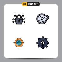 Set of 4 Modern UI Icons Symbols Signs for internet focus bend paradox connected Editable Vector Design Elements