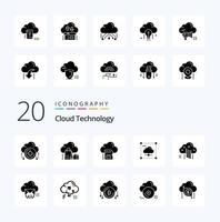 20 Cloud Technology Solid Glyph icon Pack like secure share online cloud cloud vector