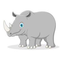 linda caricatura de rinoceronte con cuernos. ilustración vectorial vector