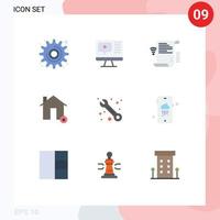 9 Flat Color concept for Websites Mobile and Apps real house data estate online Editable Vector Design Elements