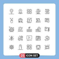 conjunto de 25 iconos de interfaz de usuario modernos símbolos signos para jarra hornear llave inglesa elementos de diseño vectorial editables de verano horneados vector