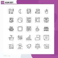 Set of 25 Modern UI Icons Symbols Signs for gesture analytics funds profile report Editable Vector Design Elements