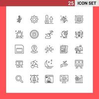 Mobile Interface Line Set of 25 Pictograms of house tulip climate present weather Editable Vector Design Elements