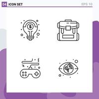 Pack of 4 Modern Filledline Flat Colors Signs and Symbols for Web Print Media such as financial game solution zipper console Editable Vector Design Elements