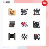 Set of 9 Modern UI Icons Symbols Signs for clock debit flight credit direct payment Editable Vector Design Elements