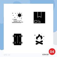 Universal Icon Symbols Group of 4 Modern Solid Glyphs of sea shipment sunset commerce skateboard Editable Vector Design Elements