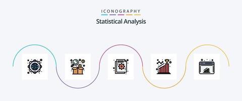 paquete de iconos de 5 planos llenos de línea de análisis estadístico que incluye el paso. objetivo. análisis. logro. grafico vector