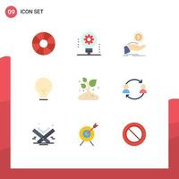 Modern Set of 9 Flat Colors Pictograph of farm basic help bulb loan Editable Vector Design Elements