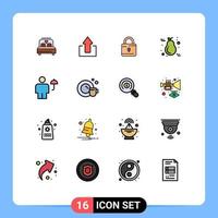 Universal Icon Symbols Group of 16 Modern Flat Color Filled Lines of avatar candle louck thanksgiving fruit Editable Creative Vector Design Elements