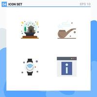 Mobile Interface Flat Icon Set of 4 Pictograms of bowl internet globe smoke iot Editable Vector Design Elements