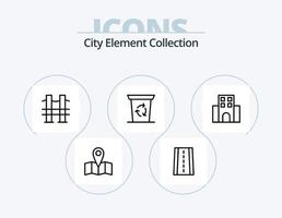 paquete de iconos de línea de colección de elementos de ciudad 5 diseño de iconos. viaje. boleto. árbol de hoja perenne. turista. viaje vector