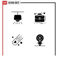 Modern Set of Solid Glyphs Pictograph of chandelier space business suitcase concept Editable Vector Design Elements