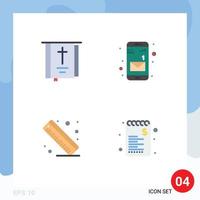 Pictogram Set of 4 Simple Flat Icons of bible ruler religion message commerce Editable Vector Design Elements