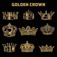 vector de iconos de corona. vectores del logotipo de la corona dorada. corona dorada.