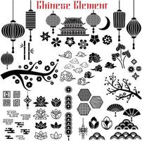 conjunto de vectores de elementos chinos. adornos tradicionales chinos.