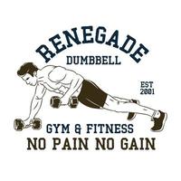 A man doing renegade dumbbell exercise vector illustration, perfect for gym t shirt design and gym fitness logo design