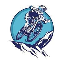 ilustración de vector de deporte de bicicleta de montaña cuesta abajo extrema, perfecta para el logotipo de evento de barco chanpion y diseño de camiseta