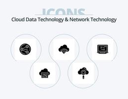 Cloud Data Technology And Network Technology Glyph Icon Pack 5 Icon Design. network. signal. share. wifi. cloud vector