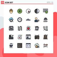 Universal Icon Symbols Group of 25 Modern Filled line Flat Colors of devices computers meal yin map Editable Vector Design Elements