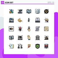 grupo de 25 signos y símbolos de colores planos de línea rellena para elementos de diseño vectorial editables de informes nucleares web radiactivos de Internet vector