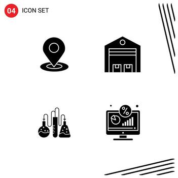 4 Solid Glyph concept for Websites Mobile and Apps browse chemical location shipping lab Editable Vector Design Elements