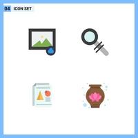 Set of 4 Modern UI Icons Symbols Signs for cloud chart find report pot Editable Vector Design Elements