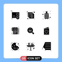 Universal Icon Symbols Group of 9 Modern Solid Glyphs of contract house baggage home travel Editable Vector Design Elements