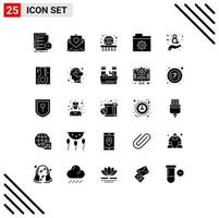 25 Universal Solid Glyphs Set for Web and Mobile Applications folder control mail learning basketball Editable Vector Design Elements