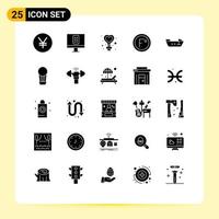 Solid Glyph Pack of 25 Universal Symbols of speed boat sign weather forecast Editable Vector Design Elements