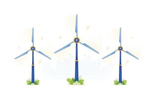design illustration of green energy that is environmentally and socially friendly by using wind turbine. windmill low energy emissions and safe. can be used for web, website, posters, apps, brochures vector