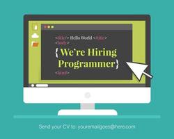 Programmer job vacancy template. Staffing and recruiting business concept vector