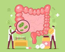 Intestine disease treatment with medicine and people illustration