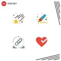 paquete de 4 iconos planos creativos de elementos de diseño vectorial editables de corazón de enlace de dibujo de sitio web en caída vector