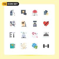 16 Universal Flat Color Signs Symbols of help customer rain referee hand Editable Pack of Creative Vector Design Elements