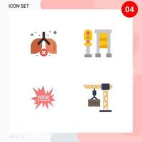 4 Universal Flat Icon Signs Symbols of lungs tag bench stop cargo Editable Vector Design Elements