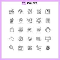 Pictogram Set of 25 Simple Lines of house doll science building trade Editable Vector Design Elements