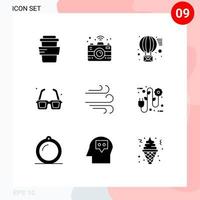 Solid Glyph Pack of 9 Universal Symbols of wind direction receive valentines day park Editable Vector Design Elements