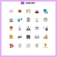 Flat Color Pack of 25 Universal Symbols of internet of things leaf achievement cap mission Editable Vector Design Elements