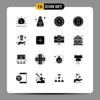 16 User Interface Solid Glyph Pack of modern Signs and Symbols of investment pause watch online movie Editable Vector Design Elements