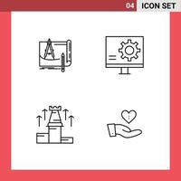 4 Universal Line Signs Symbols of blueprint error construction bug strategy Editable Vector Design Elements