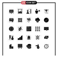 25 Thematic Vector Solid Glyphs and Editable Symbols of photo camera education body science Editable Vector Design Elements