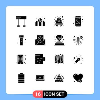 16 Solid Glyph concept for Websites Mobile and Apps devices phone cart mobile app Editable Vector Design Elements