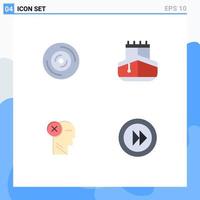 4 Universal Flat Icons Set for Web and Mobile Applications disc failure cd transportation human Editable Vector Design Elements