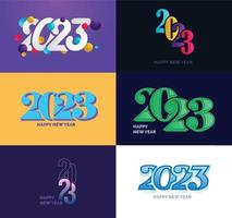 Big Collection of 2023 Happy New Year symbols Cover of business diary for 2023 with wishes vector