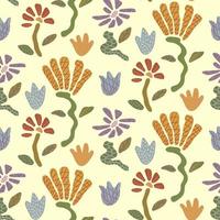 Retro hand drawn seamless pattern with groovy flower. 60s -70s style . floral background. Template for fashion prints vector